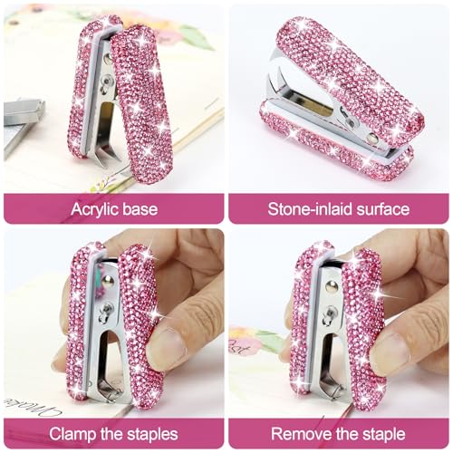 MultiBey Bling Acrylic Staple Remover with Metal Jaws, Shiny Pink - color: Shiny Pink