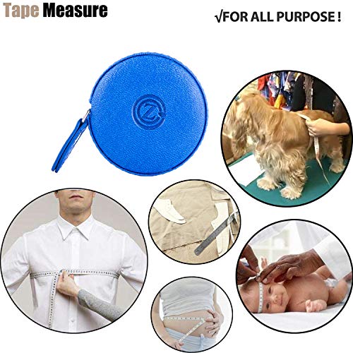 Sewing Tape Measure, Medical Body Cloth Tailor Craft Dieting Measuring Tape, 60 Inch/1.5M Dual Sided Retractable Ruler with Push Button Round(1 Pack, Blue) - color: Blue 1 pack