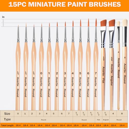 Miniature Brush Dry Brushes, Aoartix 15 Pcs Model Paintbrush Set - color: Wood