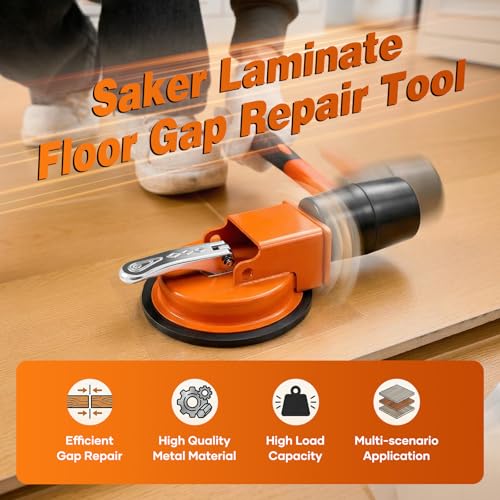 Saker Floor Gap Fixer Tool with Mallet,Laminate Floor Gap Repair Tool,Suction Cup Lifter,Floor Gap Repair Kit,for Floating Wood Floors and Moving Glasses with Sticky Pads and Gloves