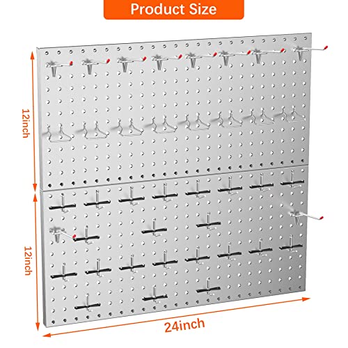 TORACK Metal Pegboard Wall Tool Organizer 24"x24", 70 PCS Tools Pegboard - color: Gray