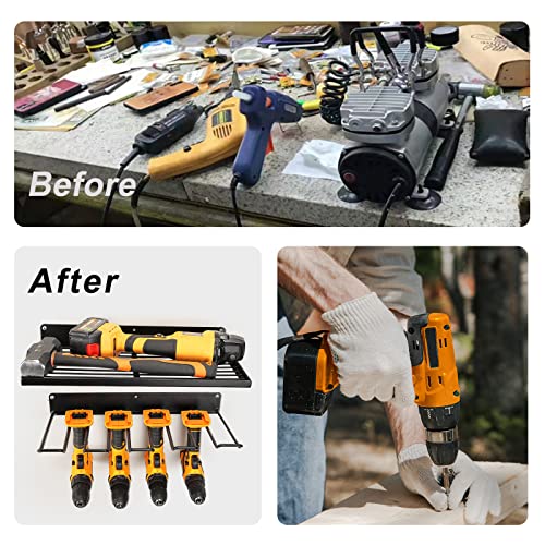 UU-Major Power Tool Organizer with Charging Station,Drill Holder Wall Mount,Garage Storage Shelves for Organization and Storage,Heavy Duty Pegboard Wall Organizer Set Solid Metal Black… - style: 1shelf+1rack
