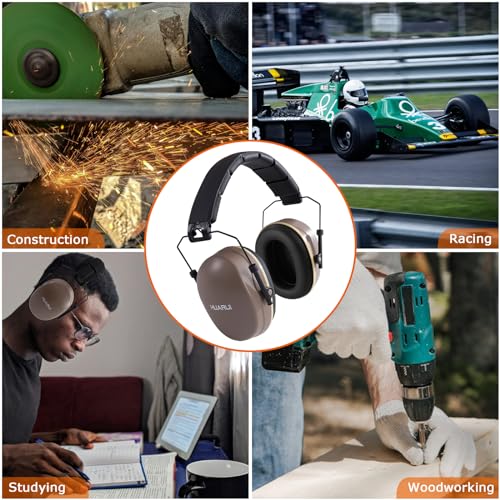 Safety Earmuffs for Ear Protection SNR 29 dB Noise Cancelling Ear muff Shooting Hunting Construction Noise Reduction - color: Ybrown