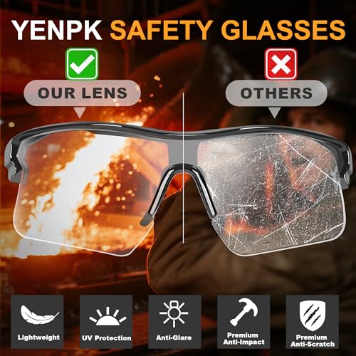 Safety Glasses for Men, Anti Scratch & UV Protection Work Glasses - color: 12 Pack Clear
