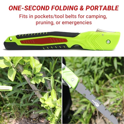 Double-blade Hand Pruning Saw, Foldable Camping Saw, Handsaw for Survival, Backpacking, Hunting, Wood and Trees Cutting, Outdoor Portable (10 Inch Double-blade)