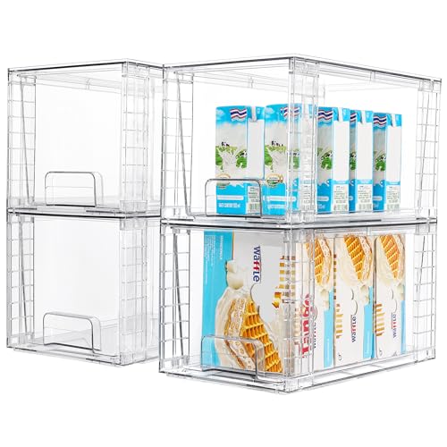 Vtopmart 4 Pack Stackable Clear Pantry Storage Drawers, Large - size: 4Pack 7"H