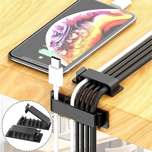 ELII 300PCS Cable Management Kit,4 Cable Sleeve 35 Cable Clips - color: Black