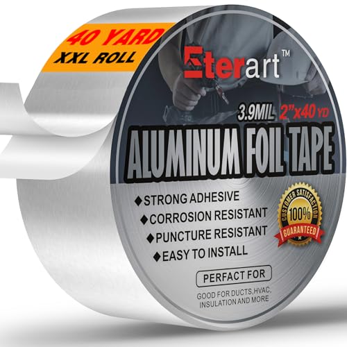 ETERART Aluminum Foil Duct Tape, High-Temp Seal for HVAC,2" x 40Yds - size: 2 Inches x 40 Yards