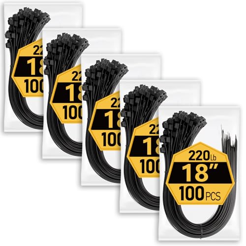 Large Zip Ties Heavy Duty 18 inch (500 Pack), 220 lb Tensile Strength for Outdoor Use, Black Cable Ties, Long Wire Ties by ANOSON - size: 18"/500 pk (220 Lb)