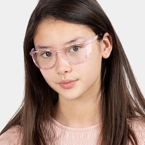 Stoggles Square Kids Fit Z87.1 Certified Polycarbonate Safety Glasses - color: Blush, size: Small