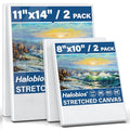 Halobios 4 Packs Blank Canvases for Painting with 8x10in,11x14in(2 of Each), Stretched Canvases for Acrylics, Oils & Other Painting Media, 100% Cotton, 5/8 Inch Profile of Super Value Canvas Pack - size: 4 Pack Mixed - 11×14IN 8×10IN