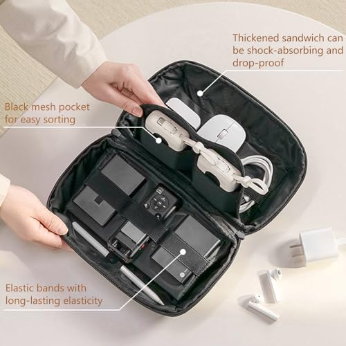 Kaxich Travel Electronics Organizer Pouch, Portable Cable Organizer Case - color: Beige