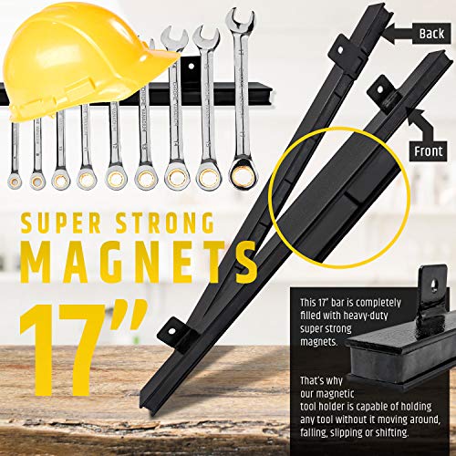 HMmagnets 17" Heavy-Duty Magnetic Tool Holder (Upgraded Version) - Extremely Powerful Magnetic Pull Force to Hold Heavy Tools - Professional Space-Saving Magnetic Bar - Tool Organizer Rack/Strip - size: 17"