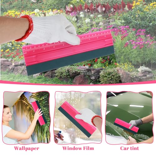 Wallpaper Smoothing Tool, Professional Vinyl Squeegee with Ruler Felt Squeegee for Vinyl Decals Sticker Paper Wallpaper Window Film Tools - size: 10inch