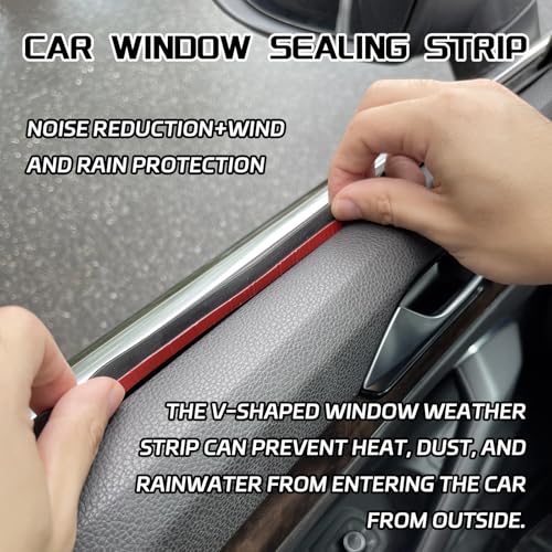 Black V-Shaped Rubber Car Window Seal Weather Stripping, 13.12ft x 0.6in, Silent & Dustproof, For Cars, Trucks, SUVs