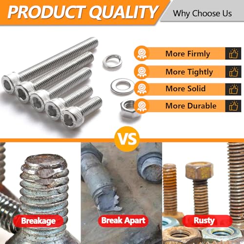 200 Pcs M6 Hex Socket Head Cap Screws Kit, M6-16/20/30/40/50mm Bolts | 304 Stainless Steel M6 Metric Screws Assortment Kit, Bolts Nuts and Washers for Auto, Motorcycle 3D Printer And Machinery - size: M6 - 16/20/30/40/50mm