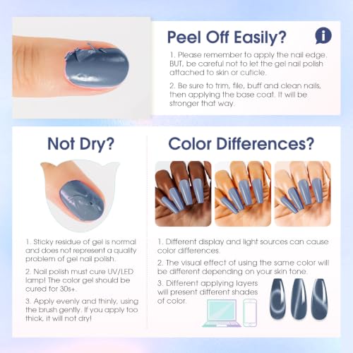 ROSALIND Cat Eye Gel Nail Polish Set with 4pcs Base Top Coat and Magnet | 26 Color Moonlight Cateye gel polish, Base Coat, Glossy/Matte/Glitter Top Coat, Cat Eye Magnet, Soak Off UV, Gift for Women - color: Moonlight Cateye
