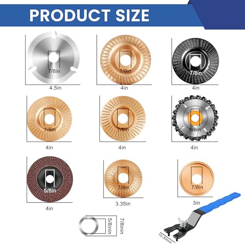 15 Pcs Wood Carving Disc Set, 4 1/2 Inch Grinding Wheels