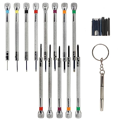Hordion 13Pcs Micro Precision Screwdriver Set 0.6-2mm, Flat & Cross - size: 13Pcs Flat & Cross