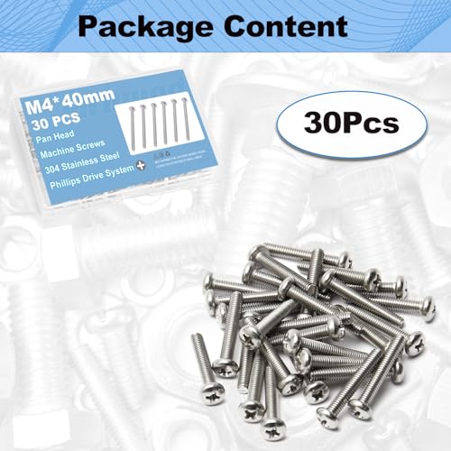 M4x40mm Machine Screws Phillips Cross Pan Head Cabinet Doors Screws - size: M4x40mm