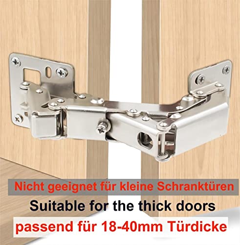 Qrity 2X Pack of Big Kitchen Cabinet Door Hinges Cupboard Door 170 Degree Hinges + 16 Fixing Screws - Large Angle Door Hinges - No Slot Required - Easy to Install (Pack of 2) - size: 2 Pcs Hinges (Pack of 2)