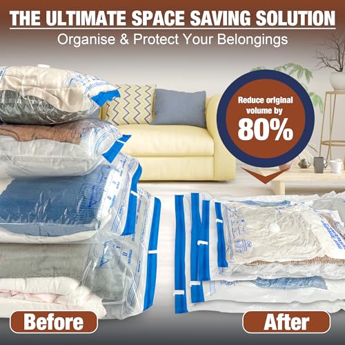 12 Jumbo Vacuum Storage Bags for Bedding, Vacuum Seal Bags for Clothing - size: 12-Jumbo