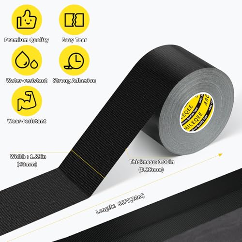 Cloth Duct Window Seal Strip Tape,Black,1.89inch x 66FT - color: Black, size: 1.89inch x 66FT