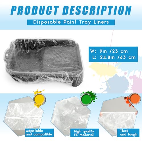 CroBlissful 20 Pcs 4 Inch Paint Tray Liners, Clear Plastic Pan Liners - size: 4 Inch