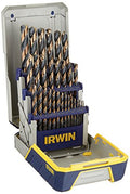 Irwin Tools IRWIN Drill Bit Set, High-Speed Steel, 29-Piece (3018005) - size: 29pc Pro Case, style: Black & Gold