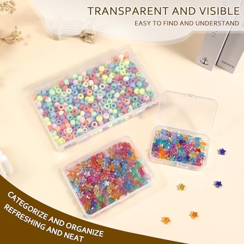 Clear Plastic Storage Containers, Mini Rectangular Organizer Boxes with Hinged Lids, 36 Pack Mixed Sizes, for Beads, Jewelry, Art Craft