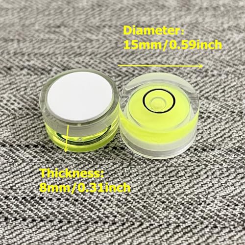 5Pcs Small Circular Bubble Levels with Double Sided Adhesive Bottom Mini Little Stick-on Bubble Spirit Level Measuring Layout Tools Levels (15x8mm) - size: 15x8mm