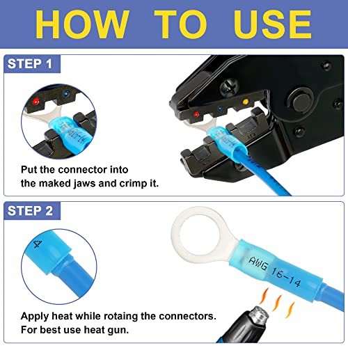 haisstronica 680PCS Heat Shrink Wire Connectors, 16-14 AWG, Blue 11 Sizes - size: 680