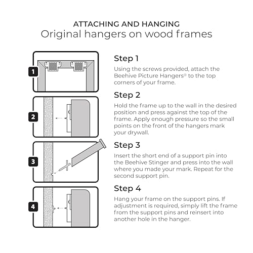 Beehive Picture Hangers | 26 Pcs Picture Hanging Hardware Kit | Fully Adjustable | for Wood Frames and Canvases on Drywall | 20 lb Capacity | Hangs 3 Frames - size: 6 Pack (Original), style: For hanging wood frames, canvases and artwork in homes, offices,