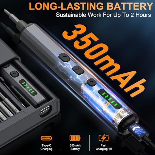 TanSon Mini Electric Screwdriver, 72 In 1 Small Precision Screwdriver Set - color: 72 Grey