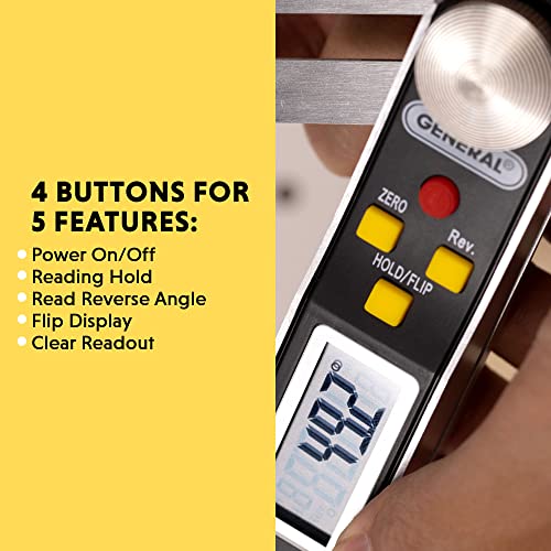 General Tools T-Bevel Gauge & Protractor - Digital Angle Finder with Full LCD Display & 8" Stainless Steel Blade