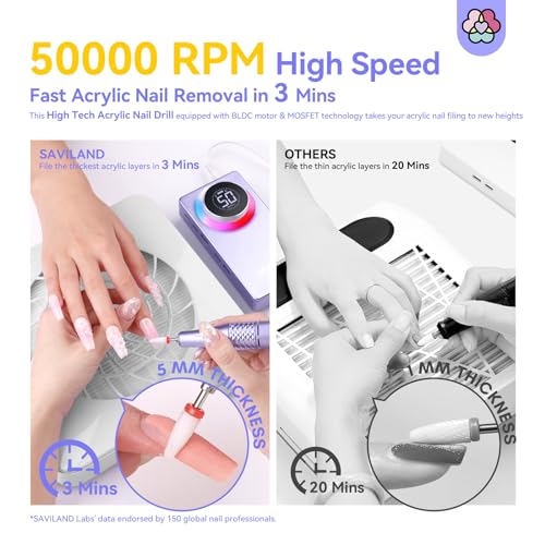 SAVILAND 50000RPM Electric Nail Drill Professional Fast Removal for Nails - color: A-purple