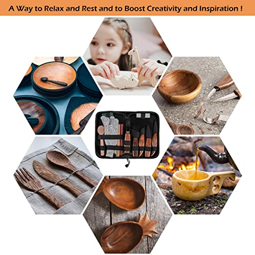 Wood Carving Kit with 6pcs Whittling Knives,Trimming Knife for Woodwork,Chip Carving Knife Kit, Whittling Kit DIY Hobbies for Beginners Adults Kids Hobby - size: 6PCS Flat Handle