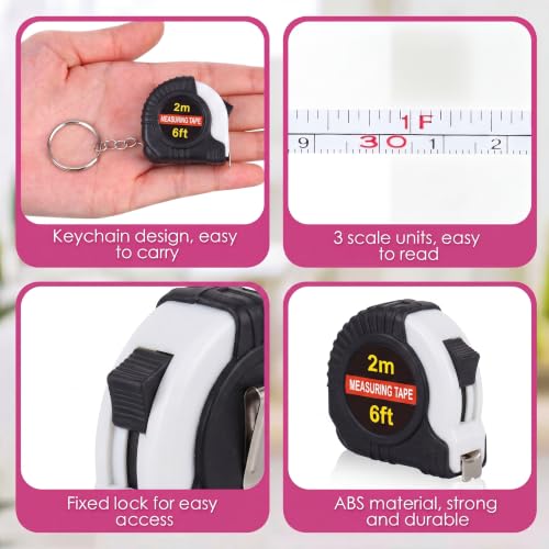 Kanayu 50 Pcs Pcs Mini Measuring Tape with Keychain, 6 ft, White - color: White, size: 6 ft