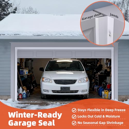 Elvone Garage Door Seal Top and Sides with Nails, 20 FT, White - color: White, size: 20ft