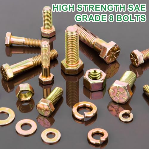 FOLIV 566Pcs Heavy Duty Bolts and Nuts Assortment Kit, Grade 8 Hex Screws Bolts Nuts Kit, 1/4-20 5/16-18 3/8-16, 15 Common Sizes Included - style: 566Pcs 1/4-20 5/16-18 3/8-16