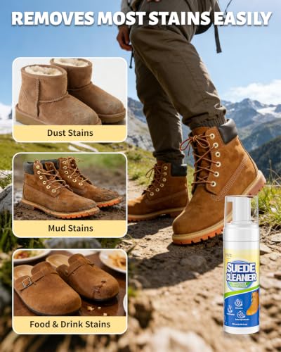 Jevvu Suede Shoe Cleaner, Suede Cleaning Kit with Brush & Towel for Suede, Nubuck, Leather, Boots, Trainer