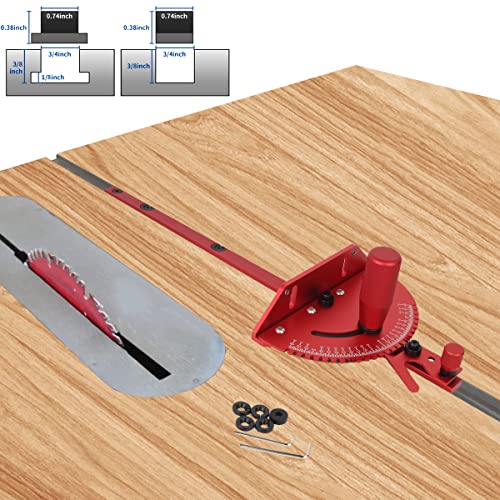 Table Saw Miter Gauge, Works w/Table Saws, Router Table, Band Saw (Red) - color: Red
