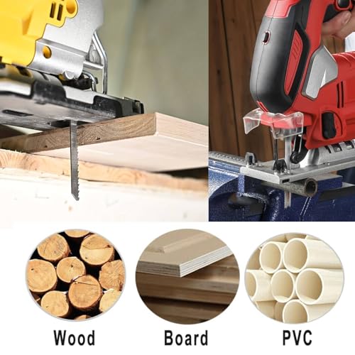 60Pcs Jigsaw Blades Set, Contractor Assorted T Shank Jig Saw Blades, Multi-Purpose HCS/HSS Blades for Cutting Wood/Plastic/PVC/Metal (T118A T118B T101AO T101D T101B T101BR T144D T244D T111D T111C)