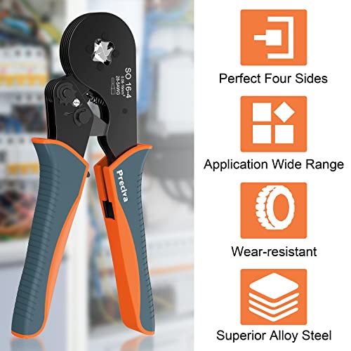 Wire Ferrule Crimping Tool, Preciva Square Jaw Wire Crimping Pliers AWG 28-5 Self-Adjustable Ratchat Ferrule Terminals Crimper for Wire Terminals Cables End-sleeves