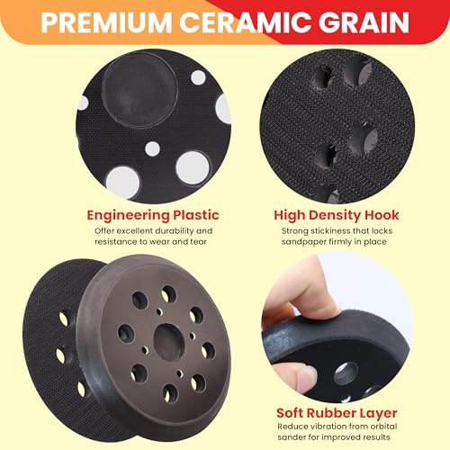 5 Inch Replacement Sander Pad Compatible with Craftsman Ridgid Ryobi 35 PCS