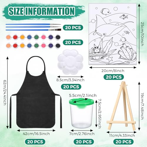 Sherr 140 Pcs 20 Set Pre Drawn Canvas Painting Kit, Animal - style: Animal