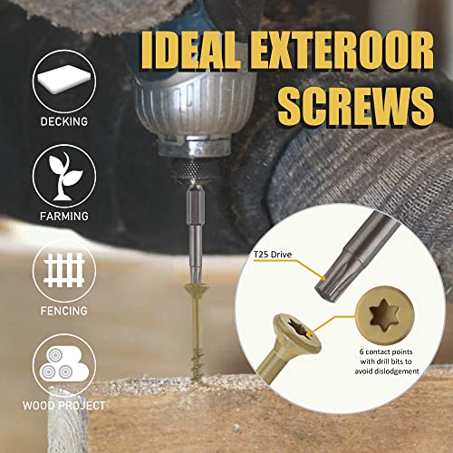 WELLOCKS #8 x 1-1/4 in Tan Deck Screws, 1.2 lbs with T25 Bit - size: #8×1-1/4", style: 1.2LBS Tan