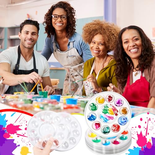 AmazingSpark 100 Pcs Paint Tray Palettes 5.5 in Disposable Round Paint Tray - color: Round, size: 5.51 in