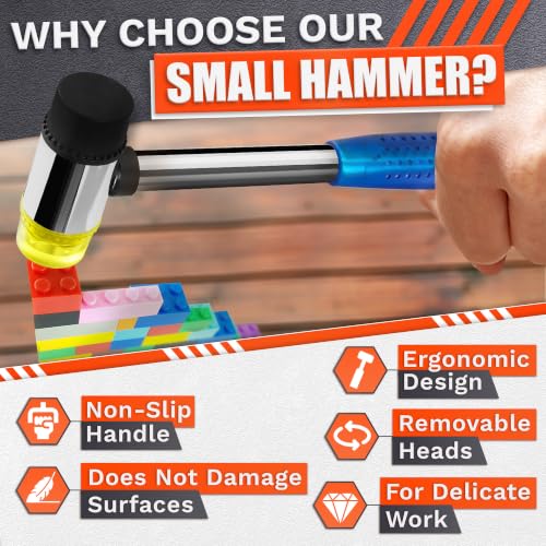 Small Blue Rubber Mallet Hammer 25mm, Double Faced Non Marring Head - color: Blue
