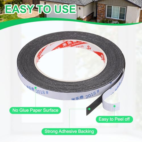 PATIKIL 5Roll Sponge Rubber Foam Tape, 3/8" W x 5/64" t x 16.4ft l Self-Adhesive Foam Insulation Tape Weather Stripping for Window Door Soundproofing Weatherstrip AC Seal Strip, Black - size: 3/8" x 5/64" x 16.4ft